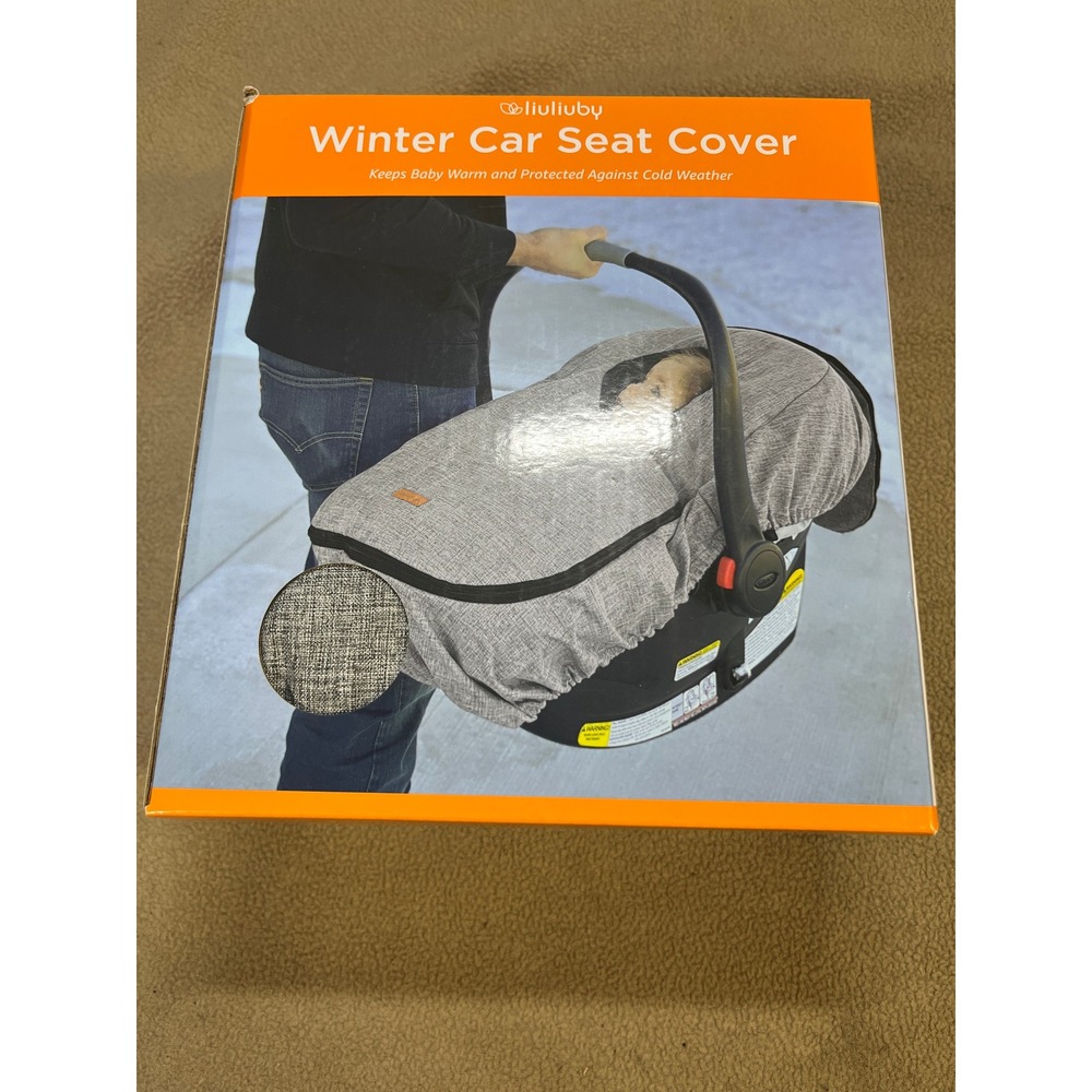 liuliuby Winter Baby Car Seat Cover Gray Shell Black Fleece Weatherproof